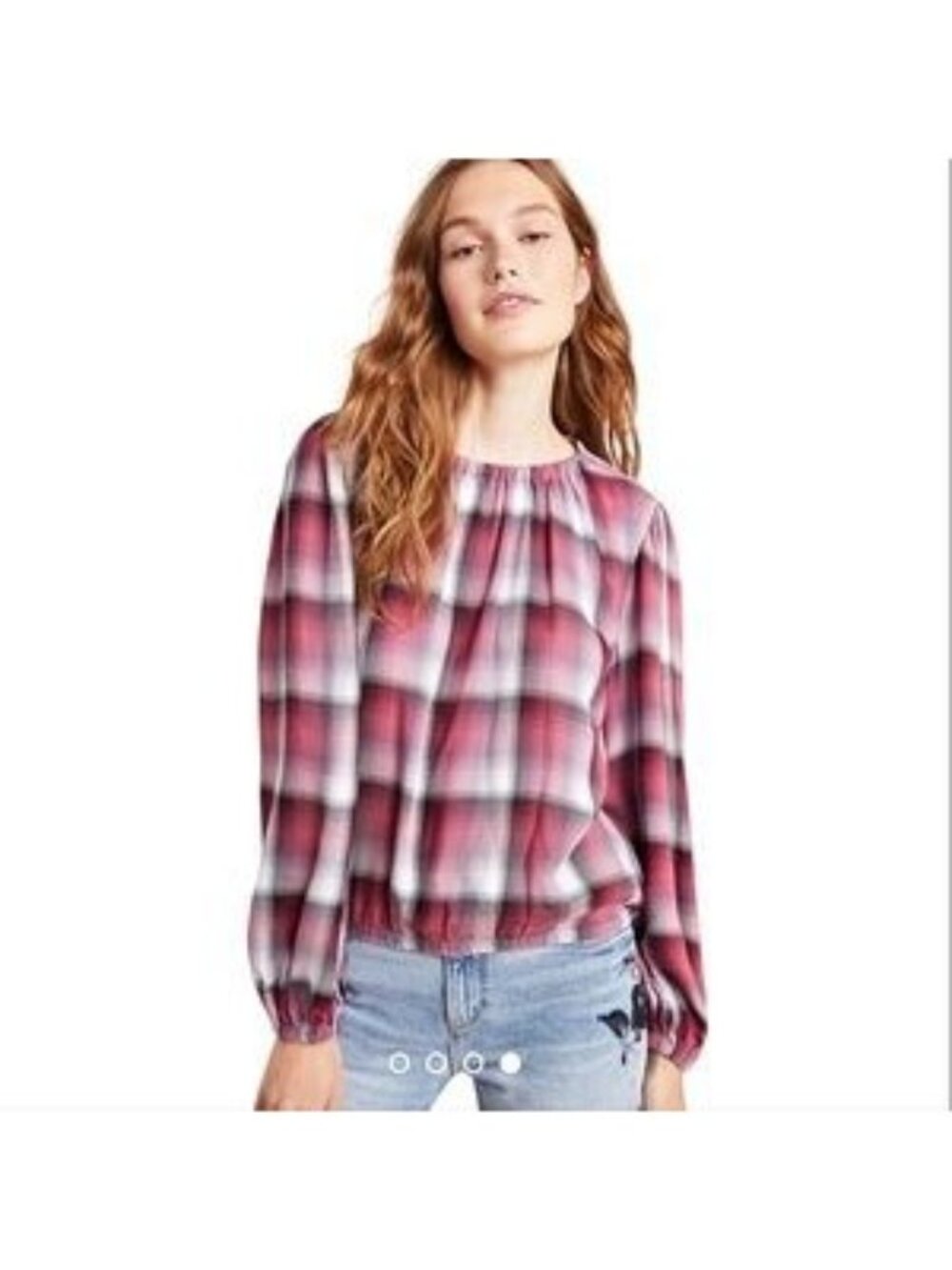 Anthropologie Cloth & Stone Plaid Flannel Blouse, Size M